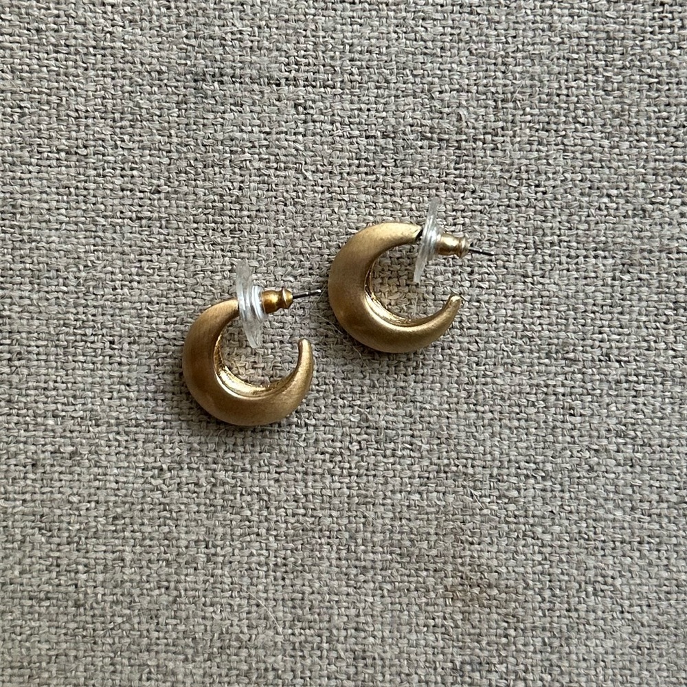 Gold Crescent Moon Hoop Earrings
